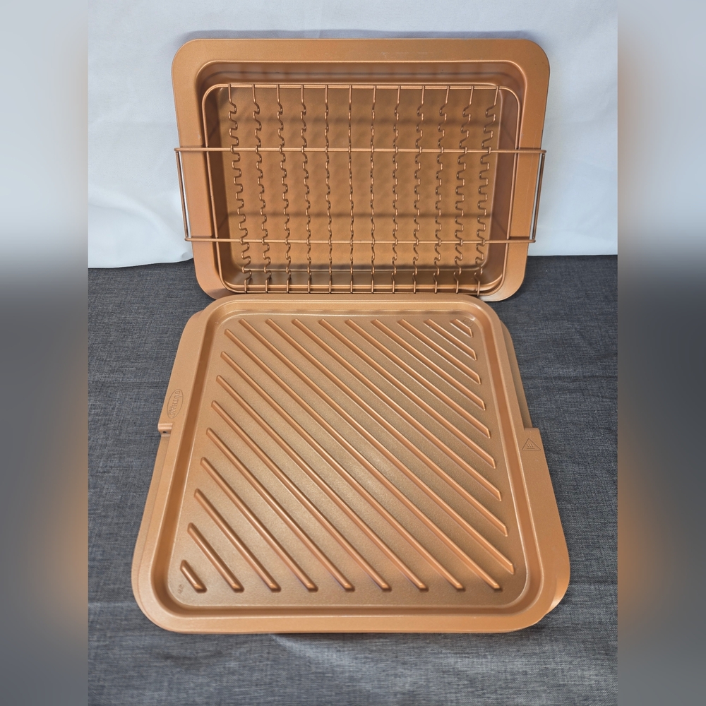 Gotham Steel Nonstick Copper Reversible Grill & Griddle  Plate & Crisper Tray